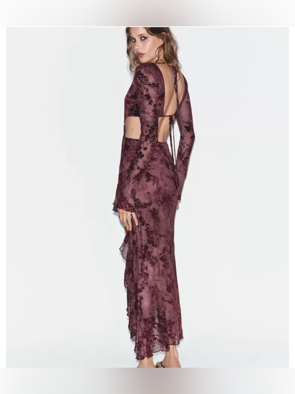 Zara ASYMMETRIC FLOCKED TULLE CUT OUT DRESS